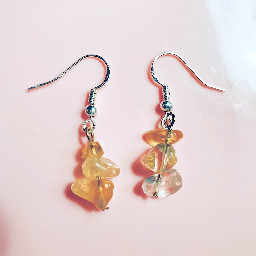 Citrine Chip Dangle Earrings